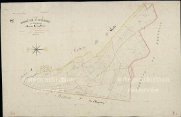 1 vue Saint-Hilaire-la-Gravelle : plans du cadastre napoléonien. Section B1 dite du bourg