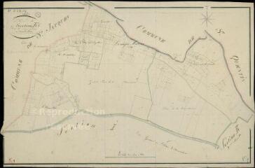 1 vue Saint-Martin-des-Bois : plans du cadastre napoléonien. Section K1 dite du noyers motron