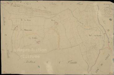 1 vue Savigny : plans du cadastre napoléonien. Section E5 dite de la villée