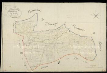 1 vue Villavard : plans du cadastre napoléonien. Section C dite du temple