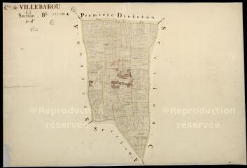 1 vue Villebarou : plans du cadastre napoléonien. Section B2