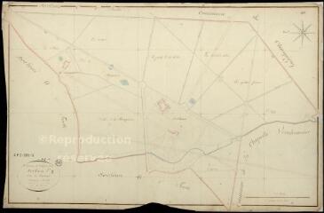 1 vue Villefrancoeur : plans du cadastre napoléonien. Section C2 dite de fréchines
