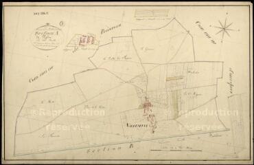 1 vue Villeneuve-Frouville : plans du cadastre napoléonien. Section A