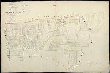 1 vue Villerbon : plans du cadastre napoléonien. Section B1 dite du grand cimetière