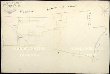 1 vue Villermain : plans du cadastre napoléonien. Section B1 dite du bourg
