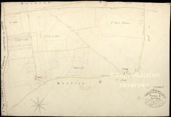 1 vue Villermain : plans du cadastre napoléonien. Section B2 dite du bourg