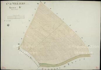 1 vue Villiers-sur-Loir : plans du cadastre napoléonien. Section B2