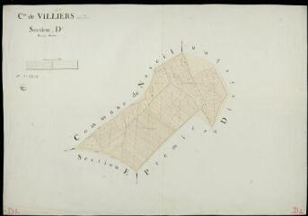 1 vue Villiers-sur-Loir : plans du cadastre napoléonien. Section D2