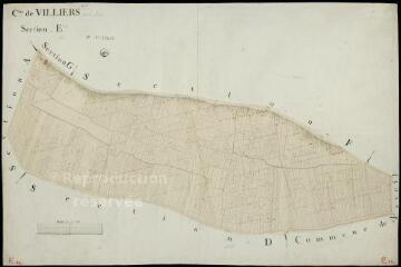 1 vue Villiers-sur-Loir : plans du cadastre napoléonien. Section E