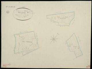 1 vue Villiers-sur-Loir : plans du cadastre napoléonien. Section N2 (2) Bois buffereau - taille du puits - bois loriquet
