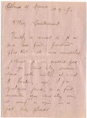 3 vues  - Lettre du sergent Jean Ilig (?), soldat blessé servant sous les ordres d\'Albert Després, datée du 13 septembre 1917 (ouvre la visionneuse)