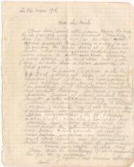 2 vues  - Lettre de Robert Auger, cousin d\'Antoinette, adressée à son oncle et datée du 12 mai 1918 (ouvre la visionneuse)