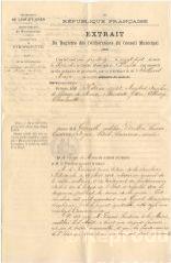 2 vues Extrait du registre des délibérations du conseil municipal de Pierrefitte-sur-Sauldre du 27 septembre 1914 ayant pour objet le traitement du secrétaire de mairie mobilisé