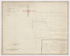 1 vue  - [Les-Roches-l\'Évêque] : plan visuel du fief de la Cremelière, situé paroisse des Roches, dépendant de l\'Abbaye de la Virginité, 1773. (ouvre la visionneuse)