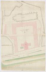 1 vue [Blois : plan général de l'hôpital et de Saint-Saturnin dans le faubourg de Vienne, 1778].