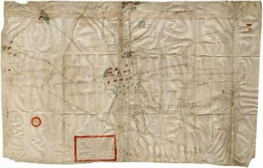 1 vue [Maves] : carte [?] du terrage de Sermaize [dépendant de l'abbaye de Marmoutier, grenetterie de Blois], par Pierre Vollans, 1641.