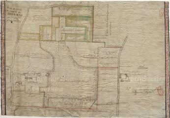 1 vue [Cour-Cheverny] : plan des biens du chapitre au Haut-Bois, s.d.