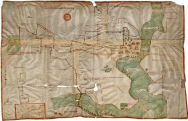 1 vue [Maves] : carte du terrage de Pontigeou, ? appartenant à M. l'abbé de Marmoutiers?, par Pierre Vollant arpenteur, 1649.
