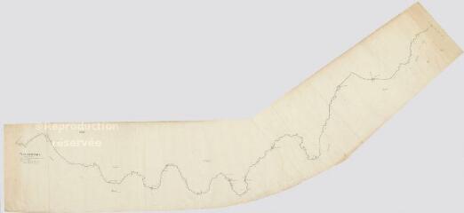 1 vue  - Les Montils, Feings : plan géométrique de la rivière de Bièvre depuis les Montils jusqu\'au pont de Feings, novembre 1810. (ouvre la visionneuse)