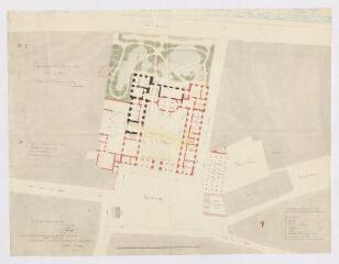 1 vue [Blois : projet de préfecture dans les bâtiments du collège, place Louis XII, par A. Pinault], 1825.
