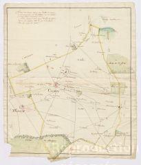 1 vue [Crouy-sur-Cosson] : plan de la commune de Crouy pour connaître les distances des principaux points de son territoire et de chaque métairie, locature et hameau, fin XVIIIe.