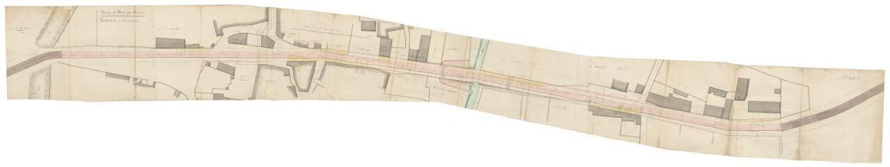 1 vue Plans de la R.N. 152 (route nationale) de Briare à Angers, XVIIIe siècle : traverse de Menars-la-Ville.