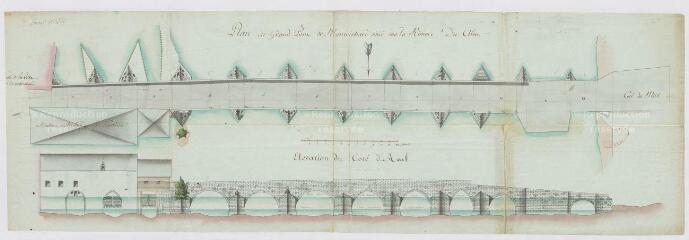 1 vue  - Carte de l\'ancienne route de Montrichard à Blois par Pontlevoy : grand pont de Montrichard situé sur la rivière du Cher, élévation du côté d\'aval. (ouvre la visionneuse)