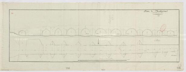 1 vue  - Plans et dessins du pont de Pontlevoy et de Montrichard sur la route de Blois à Loches : pont de Montrichard sur la rivière du Cher. (ouvre la visionneuse)