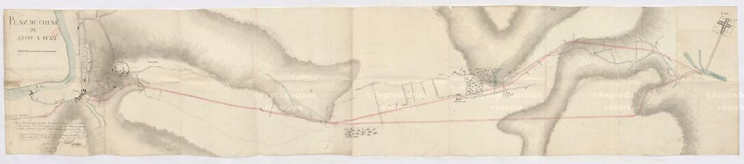 1 vue Plan de la route de Montoire à Bessé : partie depuis Trôo jusqu'à Bessé, 28 août 1793