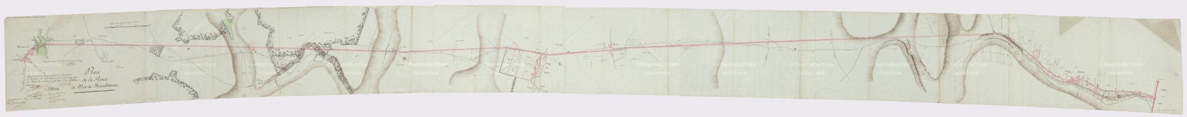 1 vue  - Plan de la route de Mer à Marchenoir, 12 avril 1793. (ouvre la visionneuse)