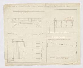 1 vue  - Plan , coupe et élévation d\'une travée projetée pour être construire à la Ferté-Hubert sur le Cosson (ouvre la visionneuse)