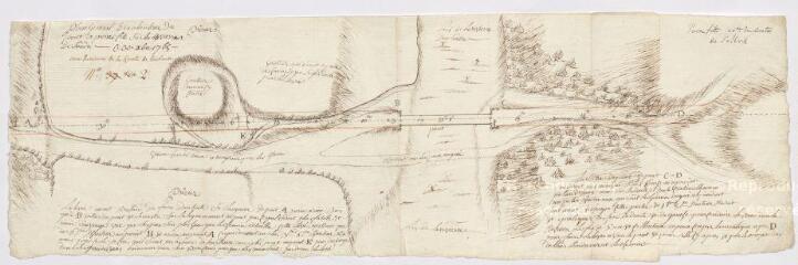 1 vue Plan général des alentours du pont de Pierrefitte sur la rivière la Sauldre, 30 octobre 1765