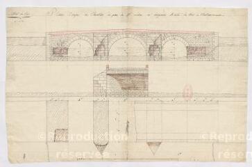 1 vue  - Plan de la coupe et de l\'élévation du pont de Saint-Lubin-en-Vergonnois, route de Blois à Château-Renault, 1793 (ouvre la visionneuse)