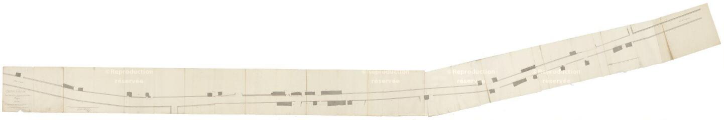 1 vue Cormeray : R.N. 156 (route nationale) ; plan de la traverse du bourg, 1820.