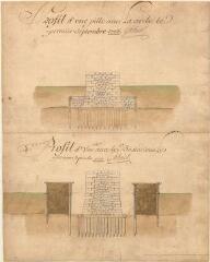 1 vue [Blois] : profil d'une pille avec la creche ; profil d'une pille avec le bastardeau, par Gabriel, 1er septembre 1716. Provenance : service des Ponts-et-Chaussées.
