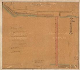 1 vue [Blois] : plan du pont de Blois et de la fondation du mur du quay qu'on pilotte [17 juin 1723]. Copie de l'original, 1871. Provenance : service des Ponts-et-Chaussées.