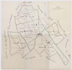 1 vue Talcy : plan général de la commune, [projet d'installation d'un bureau de poste dans la maison Gendrot], 1909. Provenance : Préfecture de Loir-et-Cher.