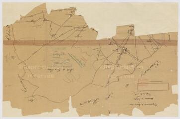 1 vue [Noyers-sur-Cher : copie calque du plan cadastral pour projet de bureau de poste], 1909. Provenance : Préfecture de Loir-et-Cher.