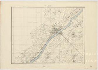 1 vue Blois : délégation générale à l'équipement national, groupement d'urbanisme du Val de Loire, [plan de la ville et de ses alentours, ca 1944], plan imprimé.
