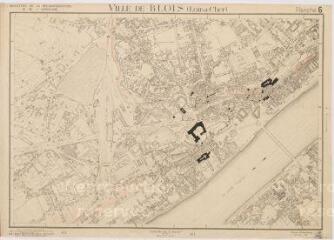 1 vue [Blois] : ville de Blois, plan topographique régulier dressé par le Ministère de la Reconstruction et de l'Urbanisme, 1941-1949, plan imprimé.