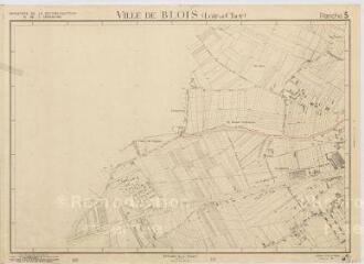 1 vue [Blois] : ville de Blois, plan topographique régulier dressé par le Ministère de la Reconstruction et de l'Urbanisme, [secteurs Brisebarre, Bretaches, Pigelée et Vaux], 1941-1949, plan imprimé.