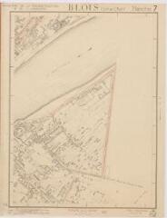 1 vue [Blois] : ville de Blois, plan topographique régulier dressé par le Ministère de la Reconstruction et de l'Urbanisme, [secteur quai Chavigny], 1941-1949, plan imprimé.