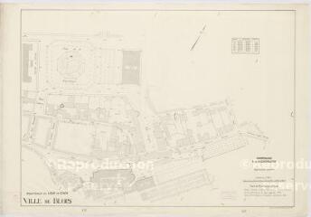 1 vue [Blois] : ville de Blois, fond de plan topographique [entre le secteur de la cathédrale et la place de la République], Commissariat à la Reconstruction, 1942, plan imprimé.