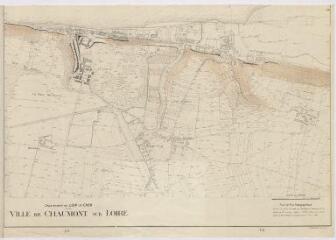 1 vue [Chaumont-sur-Loire] : ville de Chaumont-sur-Loire, fond de plan topographique [destiné au Commissariat à la Reconstruction], 1942, plan imprimé.