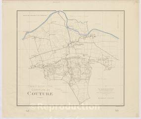 1 vue [Couture-sur-Loir] : commune de Couture, plan topographique dressé par le Ministère de la Reconstruction et de l'Urbanisme, 1945, plan imprimé.