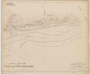 1 vue [Montrichard] : ville de Montrichard, fond de plan topographique [destiné au Commissariat à la Reconstruction], 1942, plan imprimé.