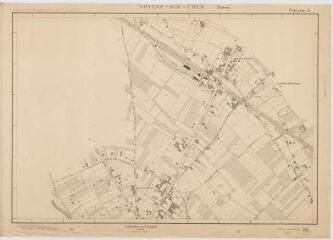 1 vue Noyers-sur-Cher : plan topographique régulier [secteur de la gare] dressé par le Ministère de la Reconstruction et de l'Urbanisme, 1949, plan imprimé.