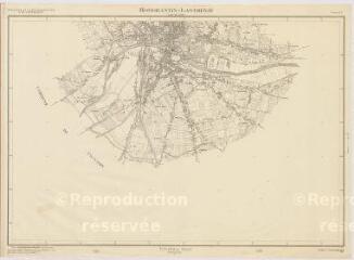 1 vue Romorantin-Lanthenay : plan topographique régulier [secteurs sud-ouest, sud-est] dressé par le Ministère de la Reconstruction et de l'Urbanisme, 1948, plan imprimé.