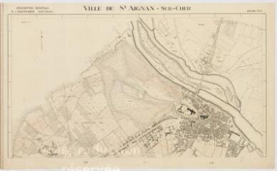 1 vue [Saint-Aignan-sur-Cher] : délégation générale à l'équipement national, plan topographique [secteur nord de la ville], 1945, plan imprimé.
