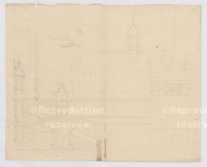 1 vue [Blois : chantier de restauration du château : façade, ca 1846]. Provenance : fonds de l'architecte Jules de La Morandière (F 423)